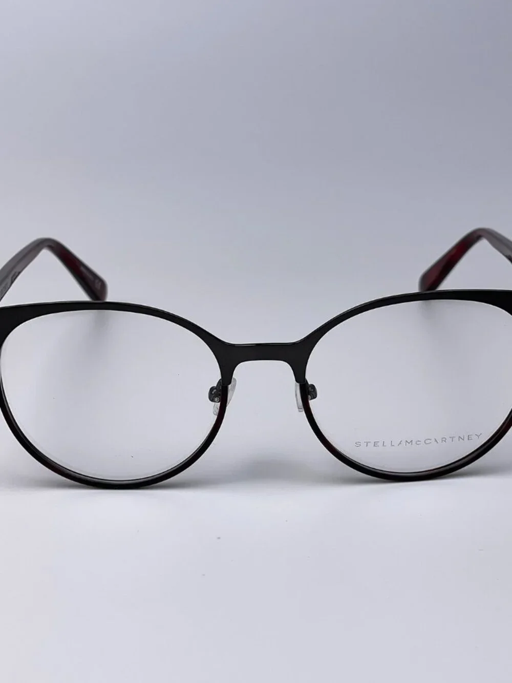STELLA MCCARTNEY SC0145O 004 RUTHENIUM HAVANA BURGUNDY OVAL EYEGLASSES
